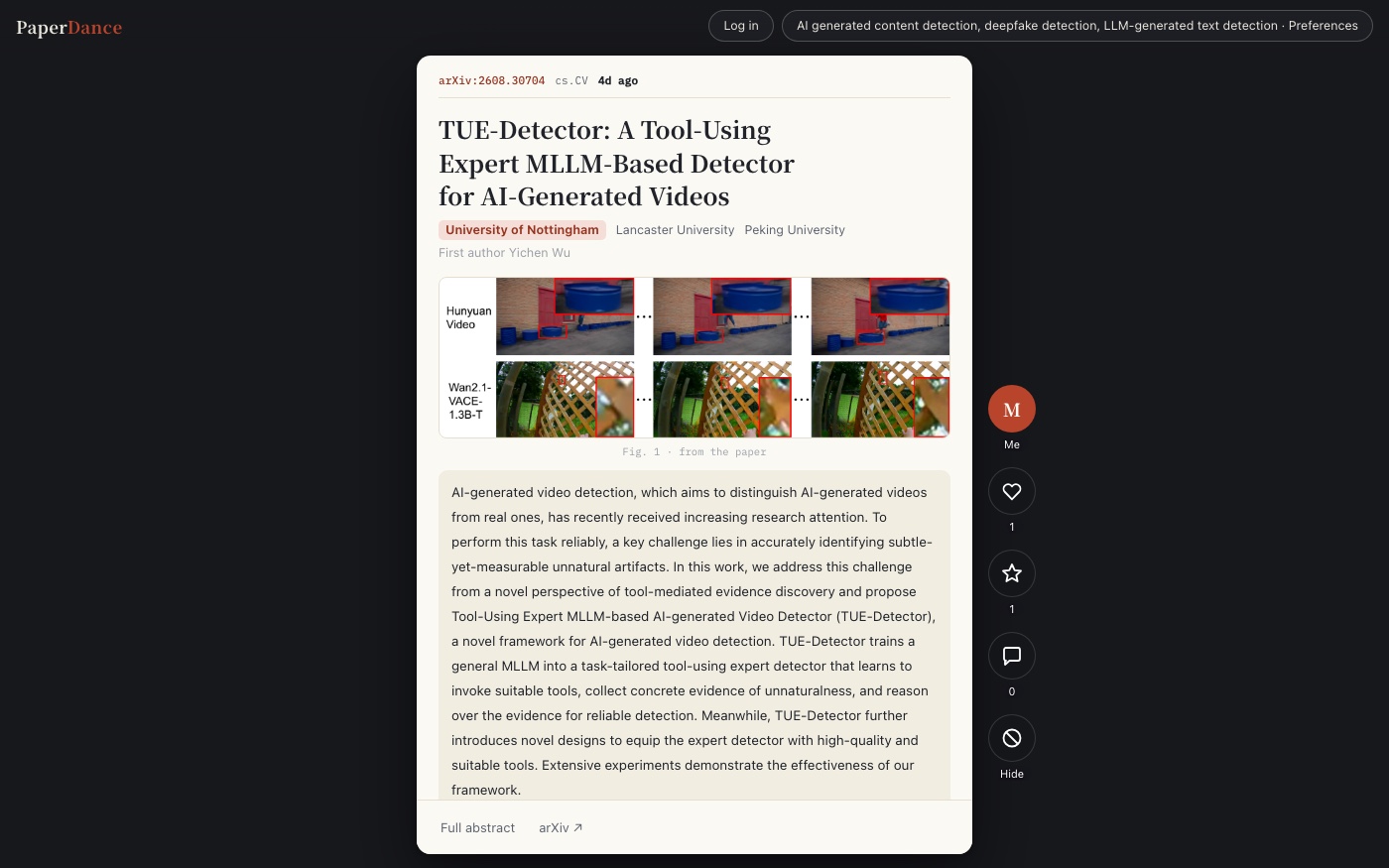 PaperDance — a TikTok-style feed of arXiv papers